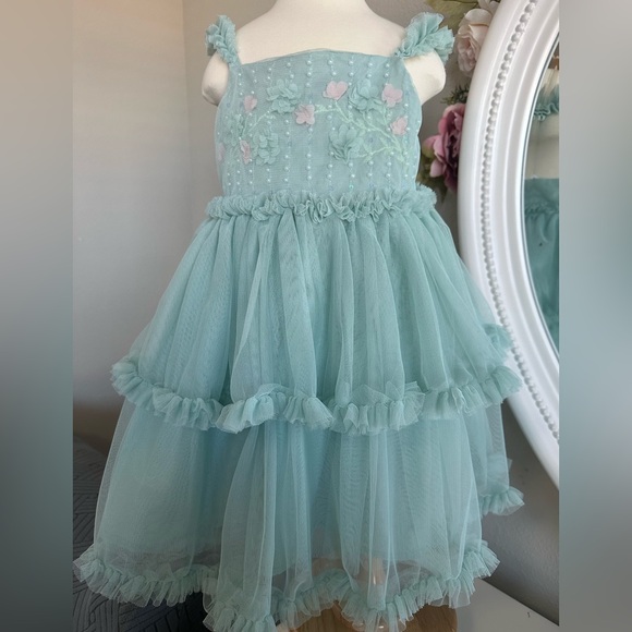 Unk Other - Fairy princess Mint Green Floral Kids Dress
